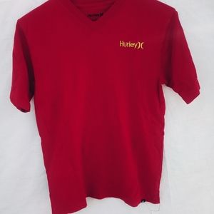 Hurley V-Neck Short Sleeve Red T Shirt Men's Sz L
